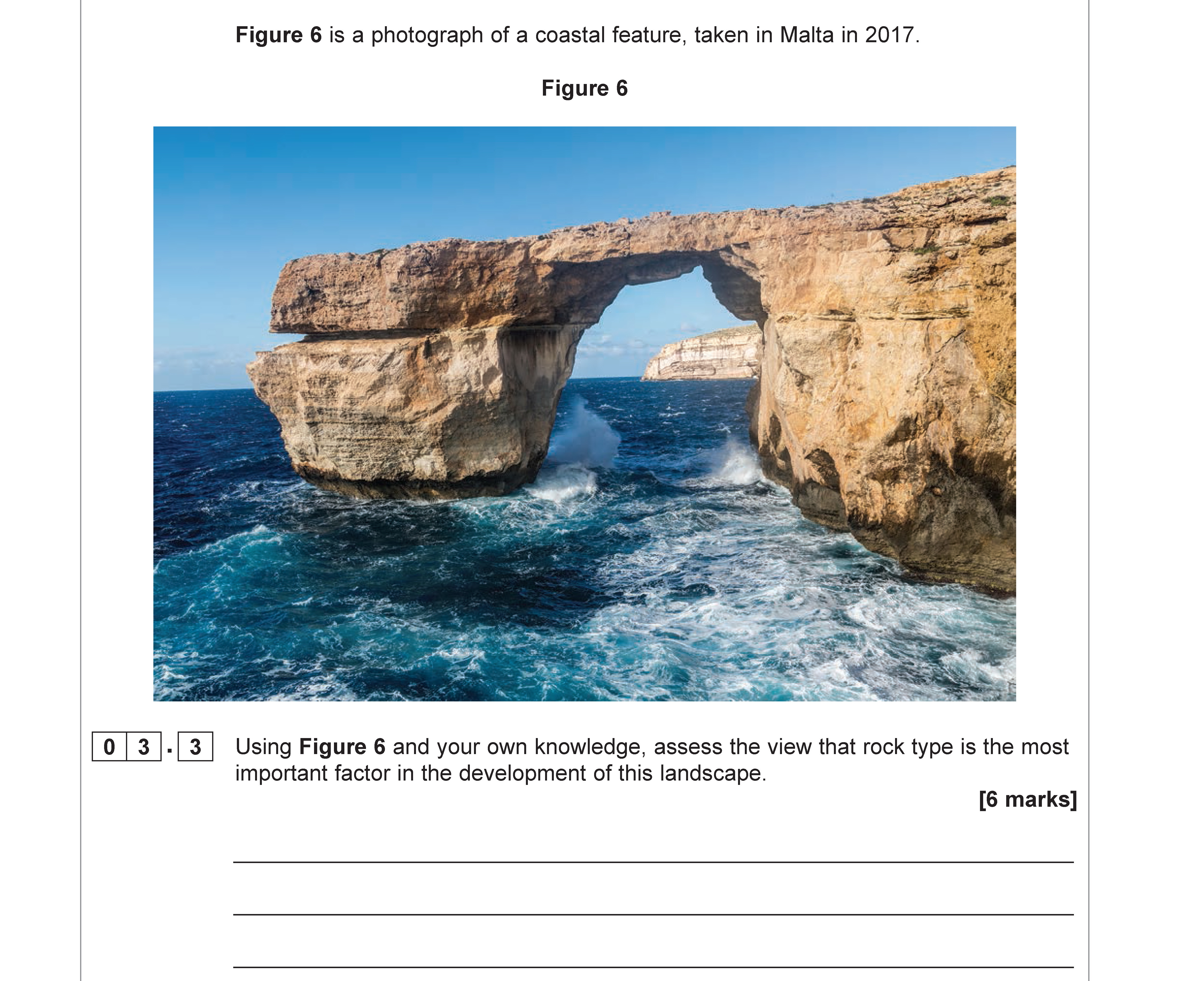 Using-Figure-6-and-your-own-knowledge,-assess-the-view-that-rock-type-is-the-most-important-factor-in-the-development-of-this-landscape-AQA-A-Level Geography-Question 3-2020-Paper 1.png